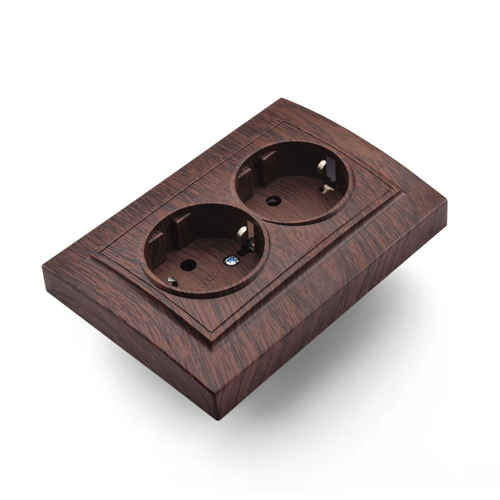 Wood EU Standard With Ground 250V Plugs Socket Electrical Ou