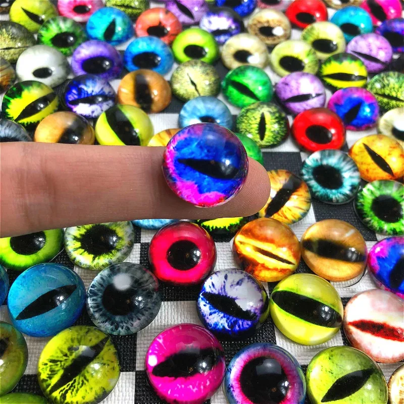 80/50/30/20/10PCS Glass Eyes Cabochons Round 10MM Round Animals Dome Dragon Eyes Dragon Cat Eye Toys DIY Jewelry Accessory