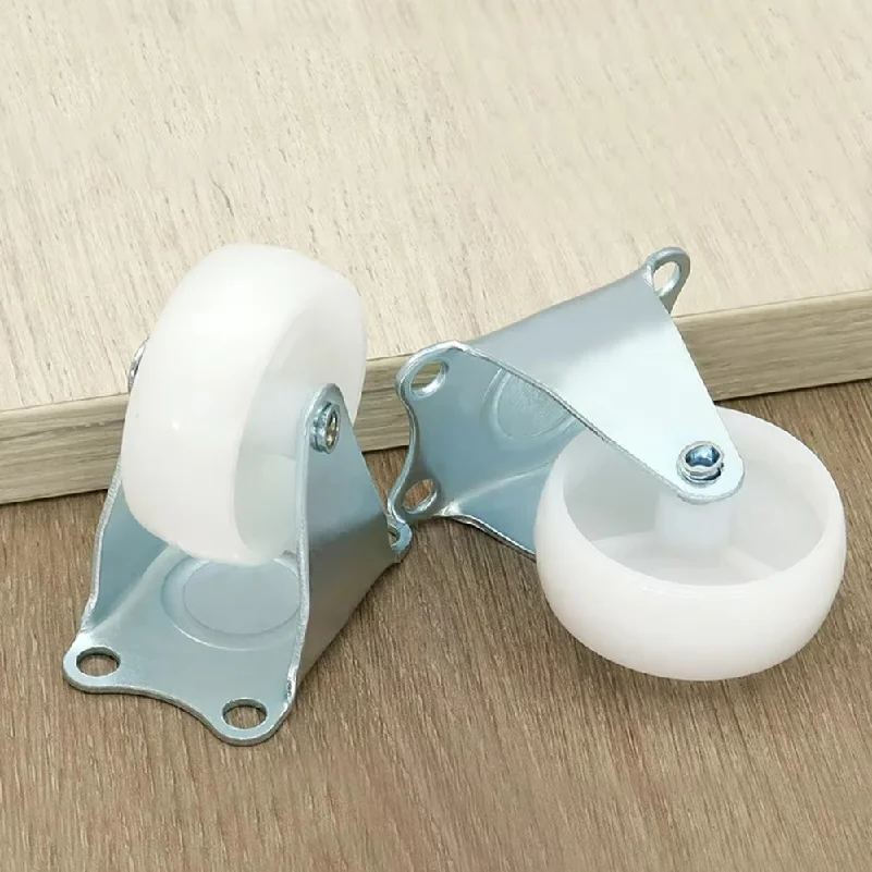 4Pcs 1/1.25inch Small Rubber Furniture Non-Swivel Trolley Wheels Plastic Fixed Casters Orienteering Drawer Caster Wheel