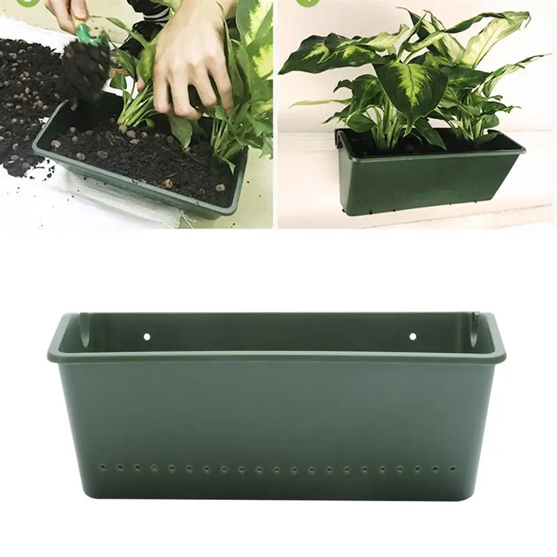 2 PCS Hanging Flower Pot Vertical Wall Planter Boxes Outdoor Window Pots Rectangular Wall Mount  for Hall Balcony Garden