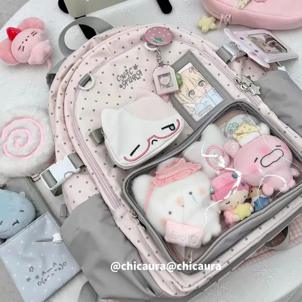 Large Capacity Transparent Commuter Backpack Japanese Style Double Shoulder Bookbag for Junior High School Girls Fitness Scene