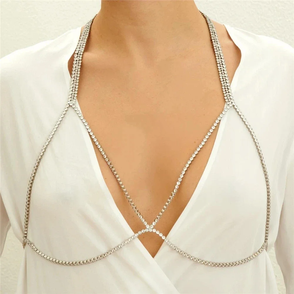 New Simple Chest Chain Bikini Jewelry for Women Crop Top Brazilian Summer Beach 2023 Fashion Bra Chain Brest Body Jewelry Gifts
