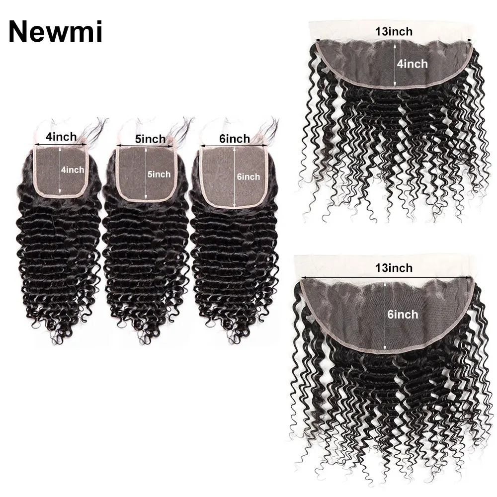 4x4 5x5 6x6 Deep Wave Closure Human Hair Newmi 13x4 13x6 Deep Wave Human Hair Lace Frontal for Women Pre Plucked Natural Color