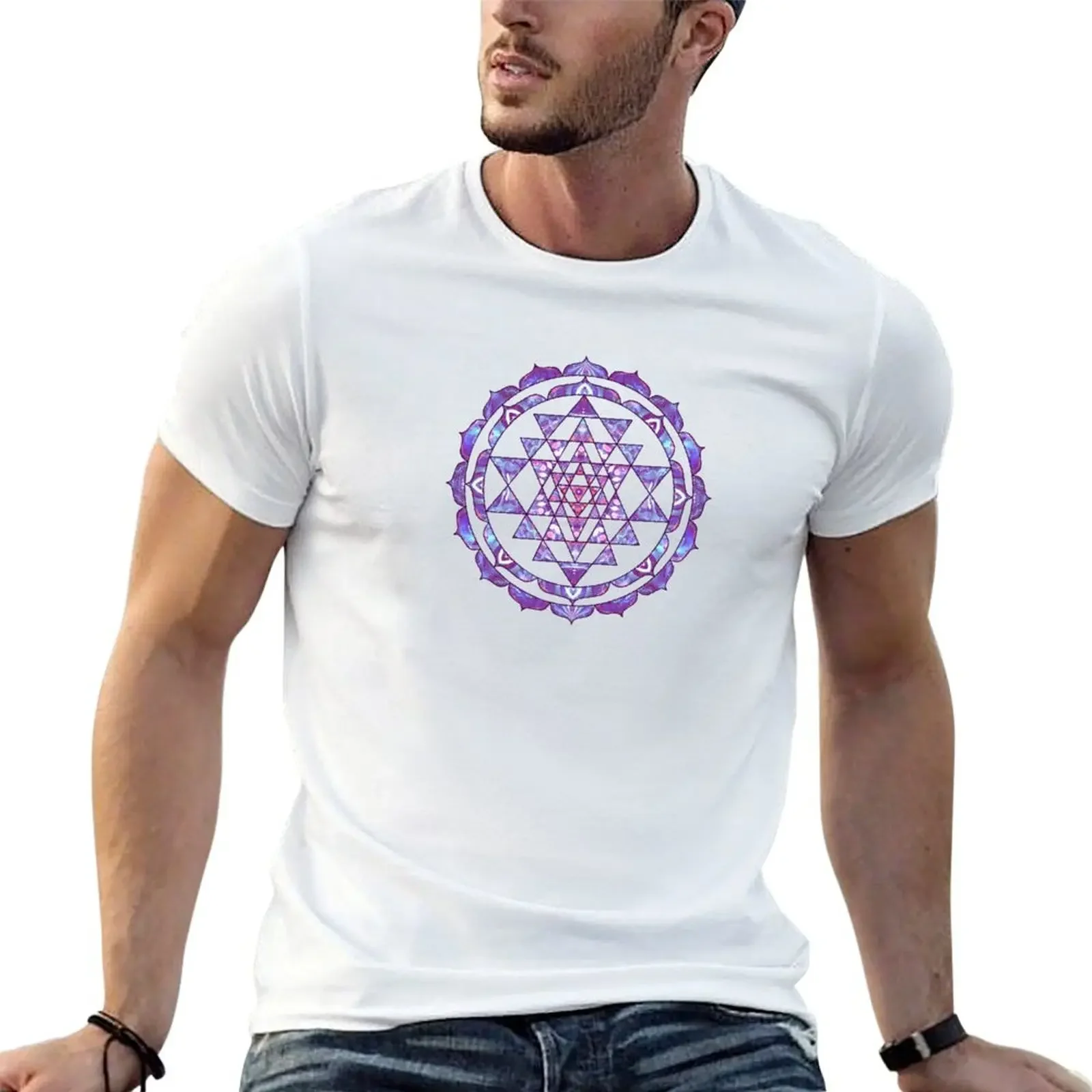 

Purple Sri Yantra Lotus Mandala Hinduism T-Shirt custom t shirt sweat boys whites Men's t-shirts