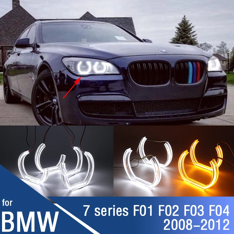 

For BMW 7 Series F01 F02 F03 F04 730d 740d 740i 750i 760i 2008-12 Day Light Turn Signal Light Crystal Angel Eyes Halo rings Kit