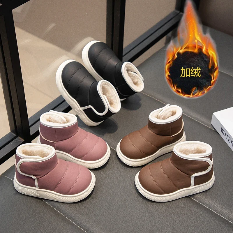 

Children Snow Boots for Girls Boys 2024 Winter New Fashion Korean Style Soft Bottom Anti-slippery Versatile Keep Warm Chic Shoes