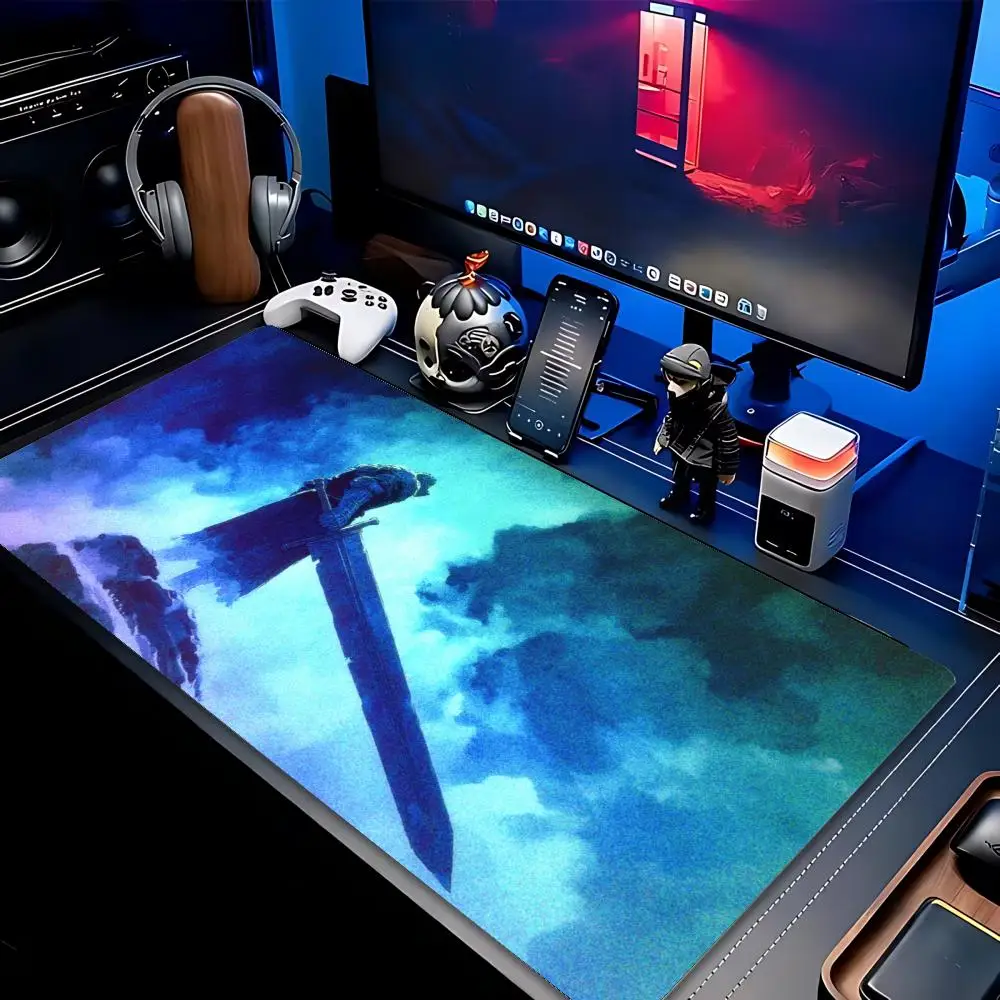 Large Gaming Mouse Pad XXL Vintage Medieval Warrior Knight Castle Silhouette Desk Mat Non-Slip Rubber Computer Keyboard Mouse