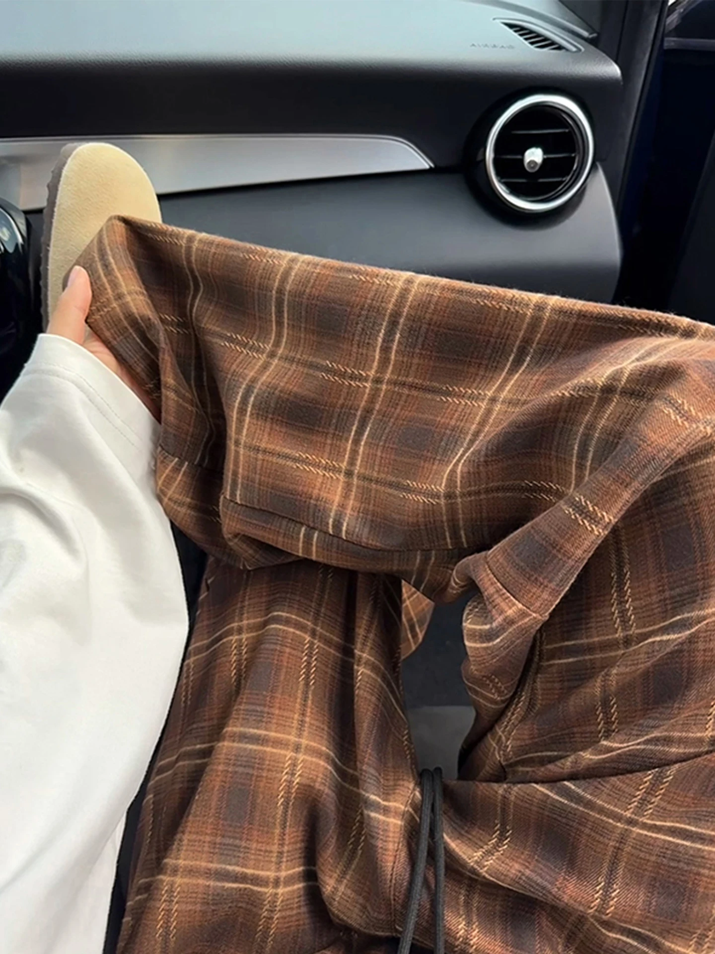 

Мужские осенние брюки в американском ретро-стиле, в клетку, повседневные, свободного кроя, прямые, спортивные, дышащие, из тонкого полиэфирного волокна