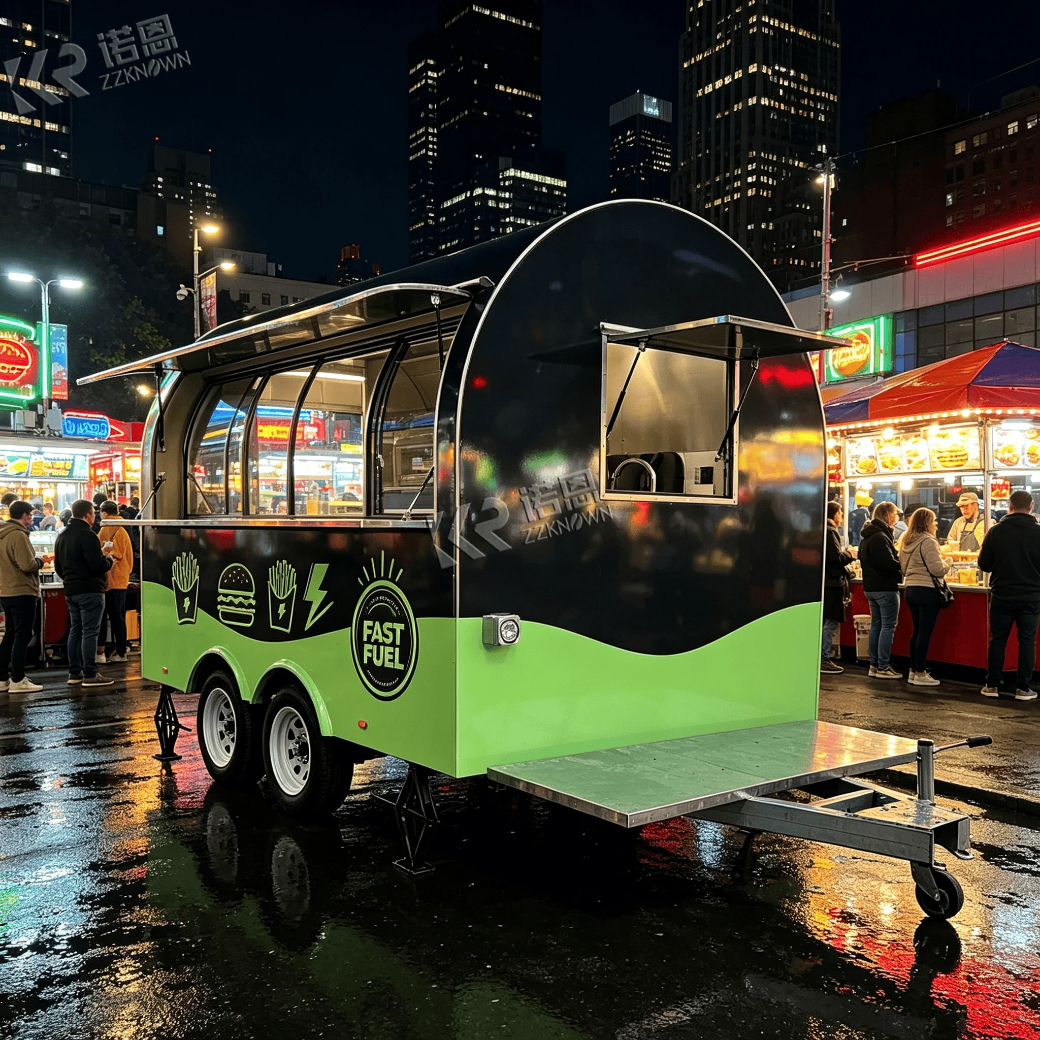 2.2m Curved Towable Food Truck Food Trailer Custom Color Finish for Pedestrian Street Dessert Retail Service