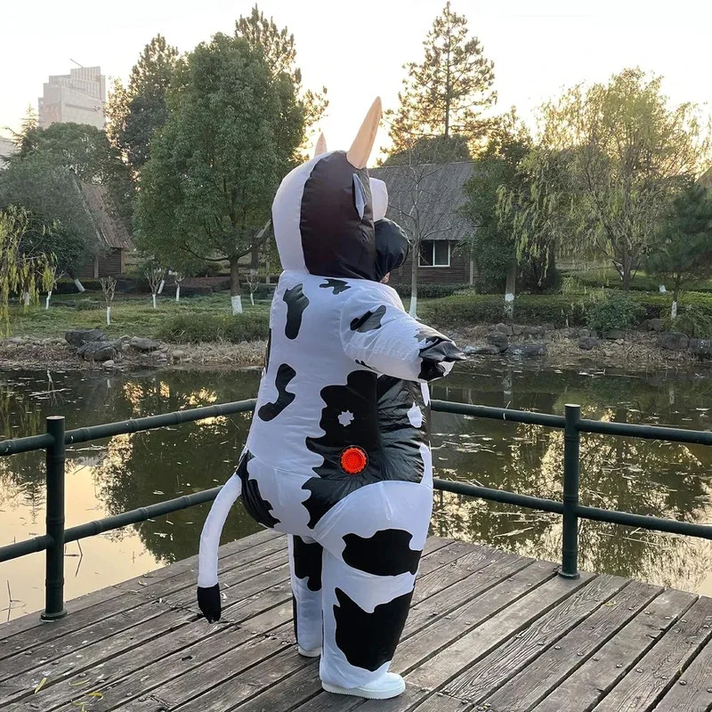 Надувной костюм молочной коровы, костюм молочной коровы, вечерние игры, косплей, белый костюм на Хэллоуин, комбинезон на Рождество