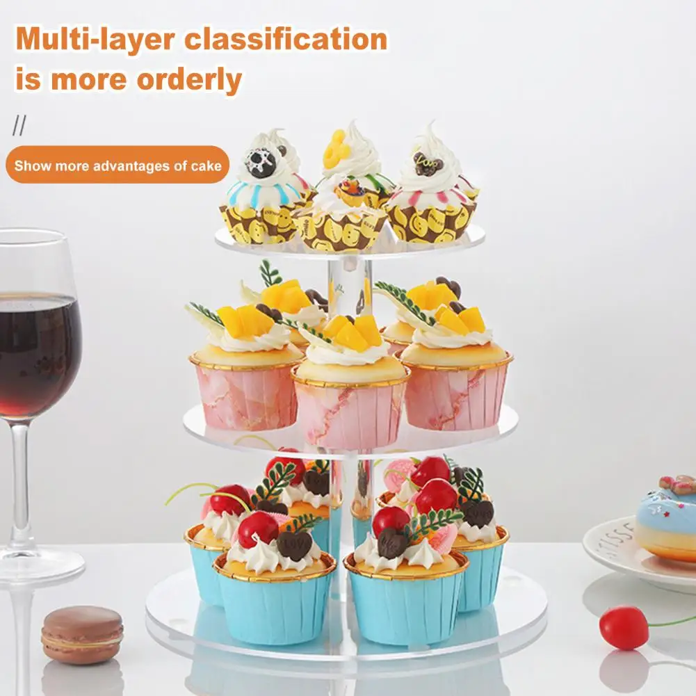 توفير مساحة 1 مجموعة مفيدة واضحة حفل زفاف كب كيك برج الاكريليك كعكة الوقوف لوازم حفلات مستديرة #6