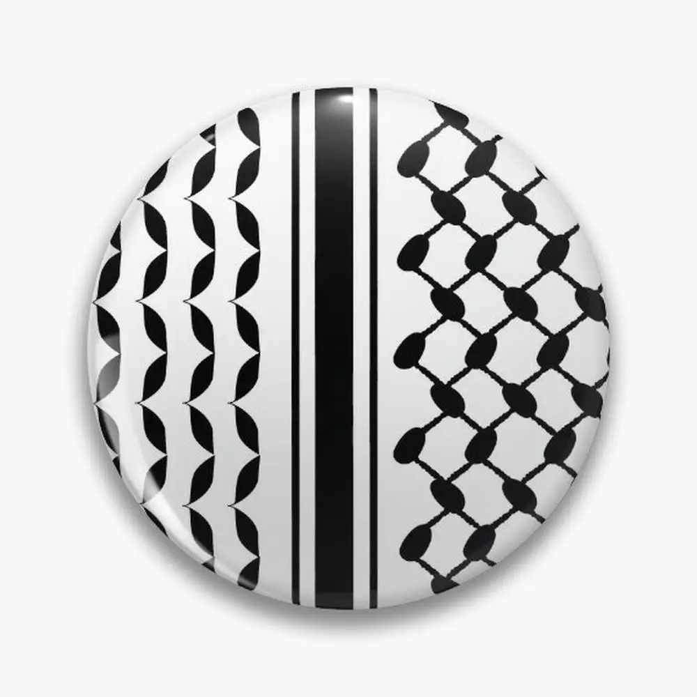 Keffiyeh and Lines in Black Pin Buttons Brooches  Jewelry Accessory Customize Brooch Fashion Lapel Badges