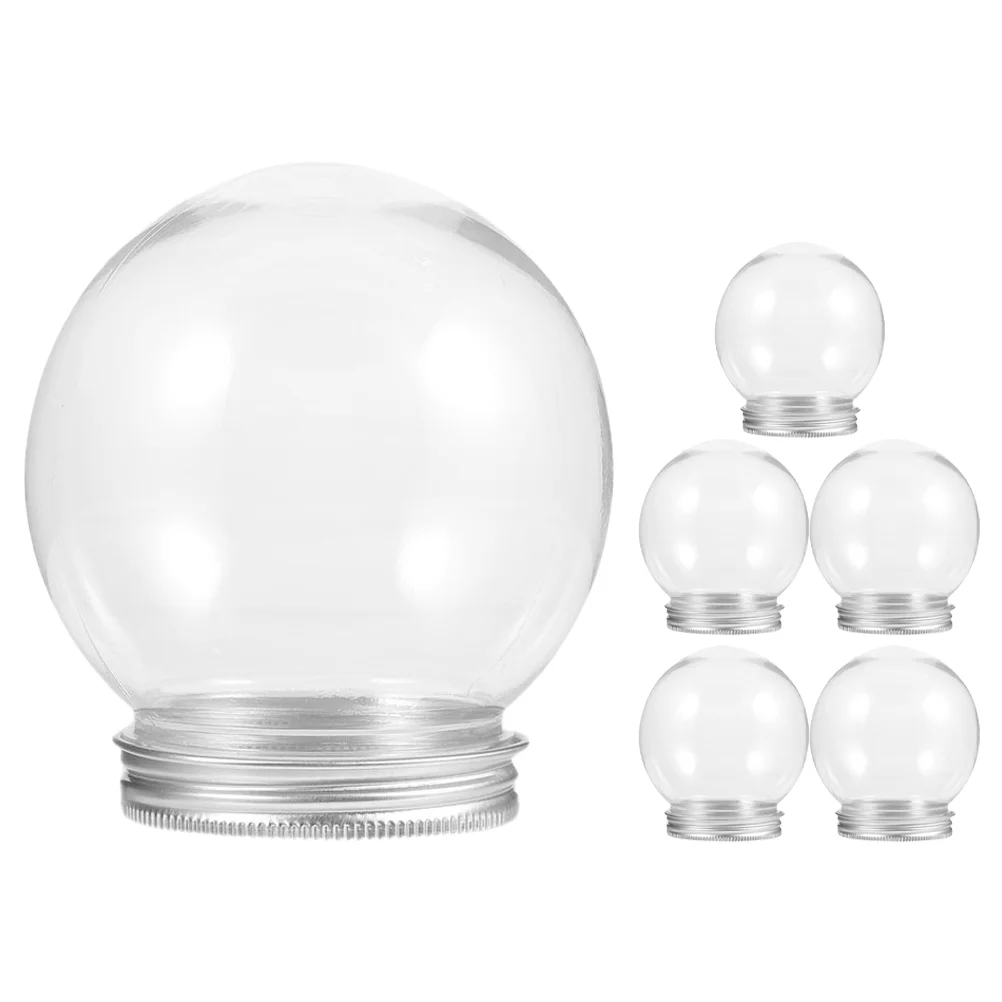 6 ชิ้นโปร่งใส Snowball ขวดพลาสติกขนาดกะทัดรัด DIY ลูกโลกน้ํา Photo Xmas อลูมิเนียมที่ว่างเปล่าเด็ก Planet Earth