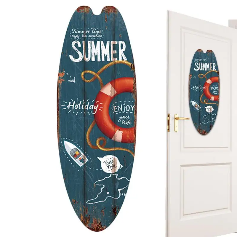 Letreros de playa de madera para decoración de pared, arte de tabla de Surf colorida, decoraciones de fiesta, adorno de pañuelo de pared con forma de tabla de Surf
