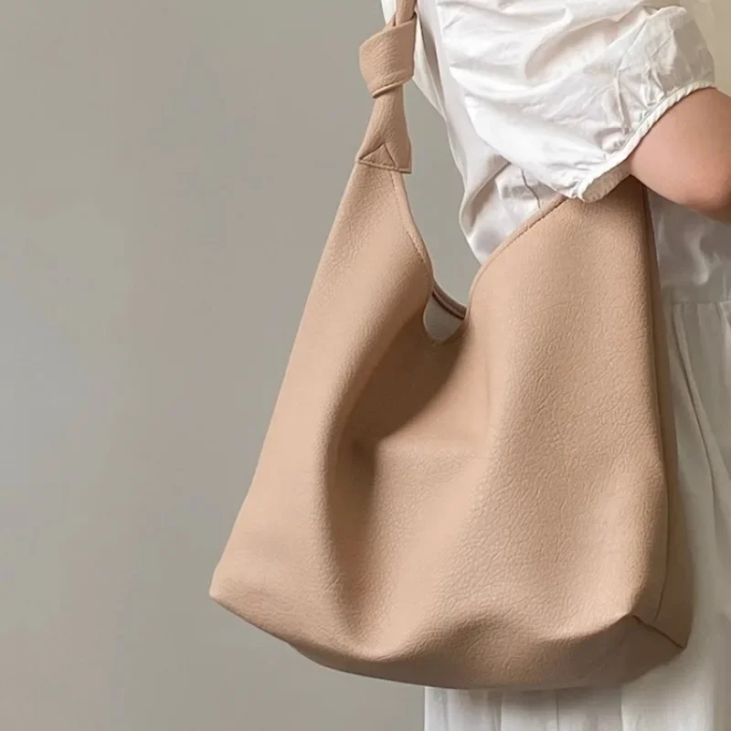 

Xiuya Korean Fashion Womens Shoulder Bag Apricot Elegant Gentle Summer Large Capacity Leather Tote Bag Casual Daily New Handbag