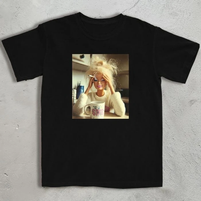 2026 Hot Selling Funny Doll Face Graphic Print Short Sleeve Cotton T-shirt Men Women Y2K Meme Humor Doll Sarcastic Trendy Shirt view 5