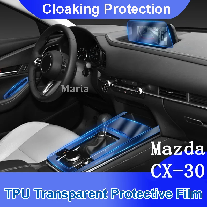 

For Mazda CX30 2020 Navigation Center Console Gear Panel Screen TPU Car Interior Protective Film Anti-Scratch Repair Sticker