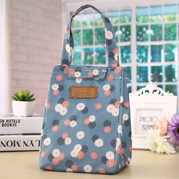 Insulated Lunch Box Men Women Travel Portable Camping Picnic Bag Flower Print Cold Food Cooler Thermal Bag Handbag