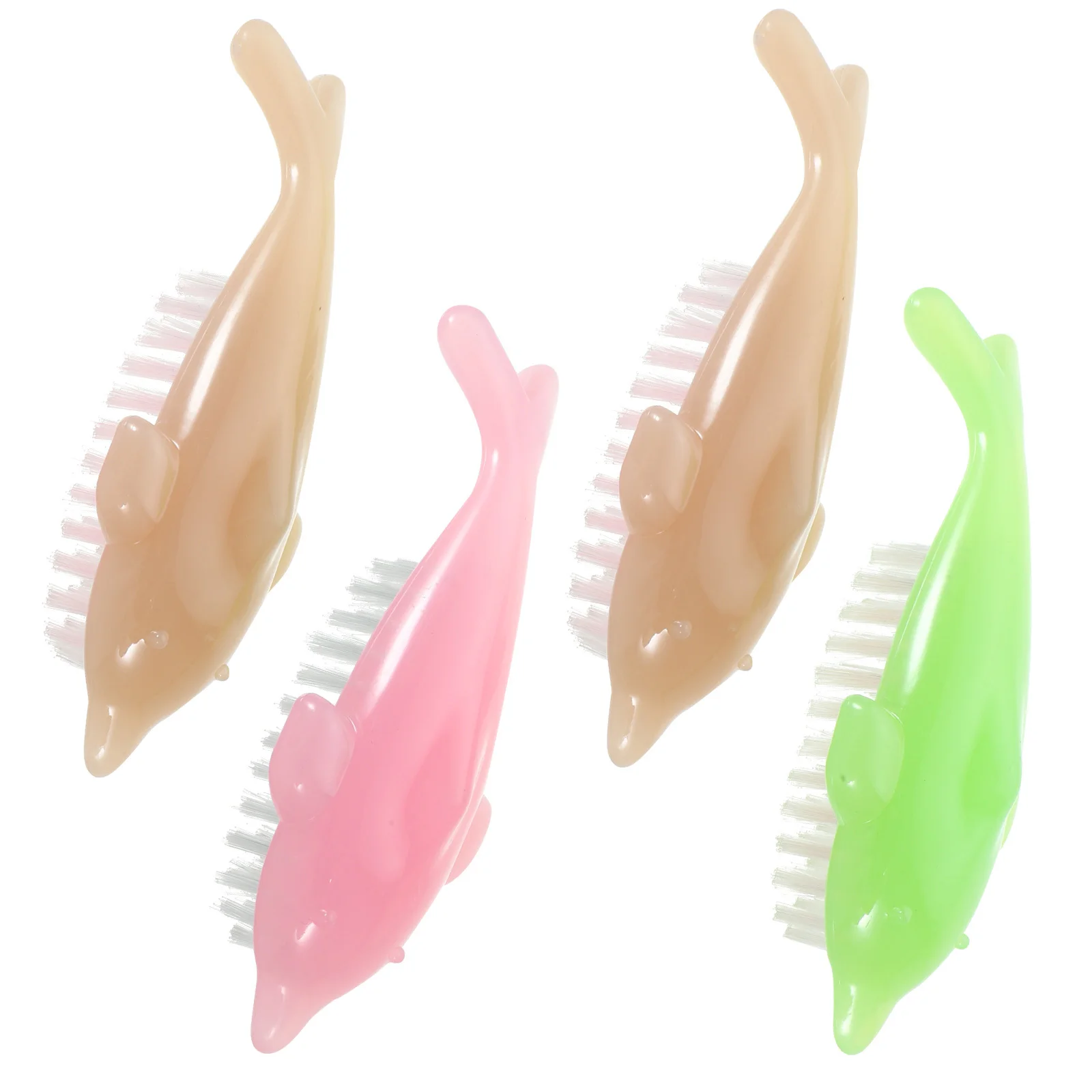 4Pcs 돌고래 모양의 네일 브러쉬 내구성 플라스틱 매니큐어 도구 손톱 청소용 네일 표면 먼지 제거 휴대용 소프트