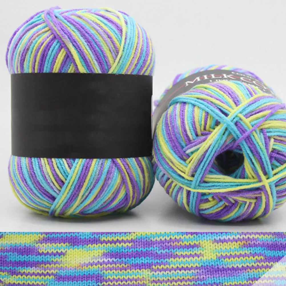 

5 Rolls Multicolor Gradient Cotton Yarn Three-Ply For Hand Knitting Crochet Wool Soft Warm Diy Blankets Socks Gift Yarn