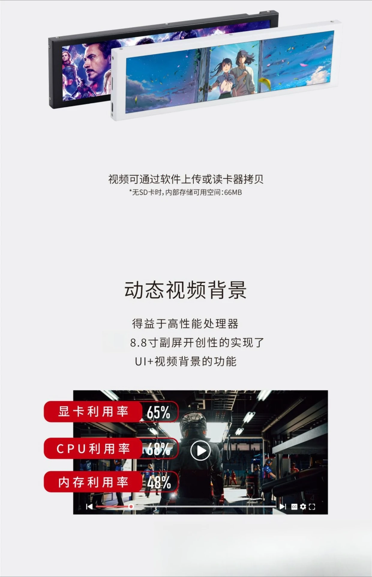 Écran à longue bande Châssis Écran secondaire État de surveillance informatique TypeC USB