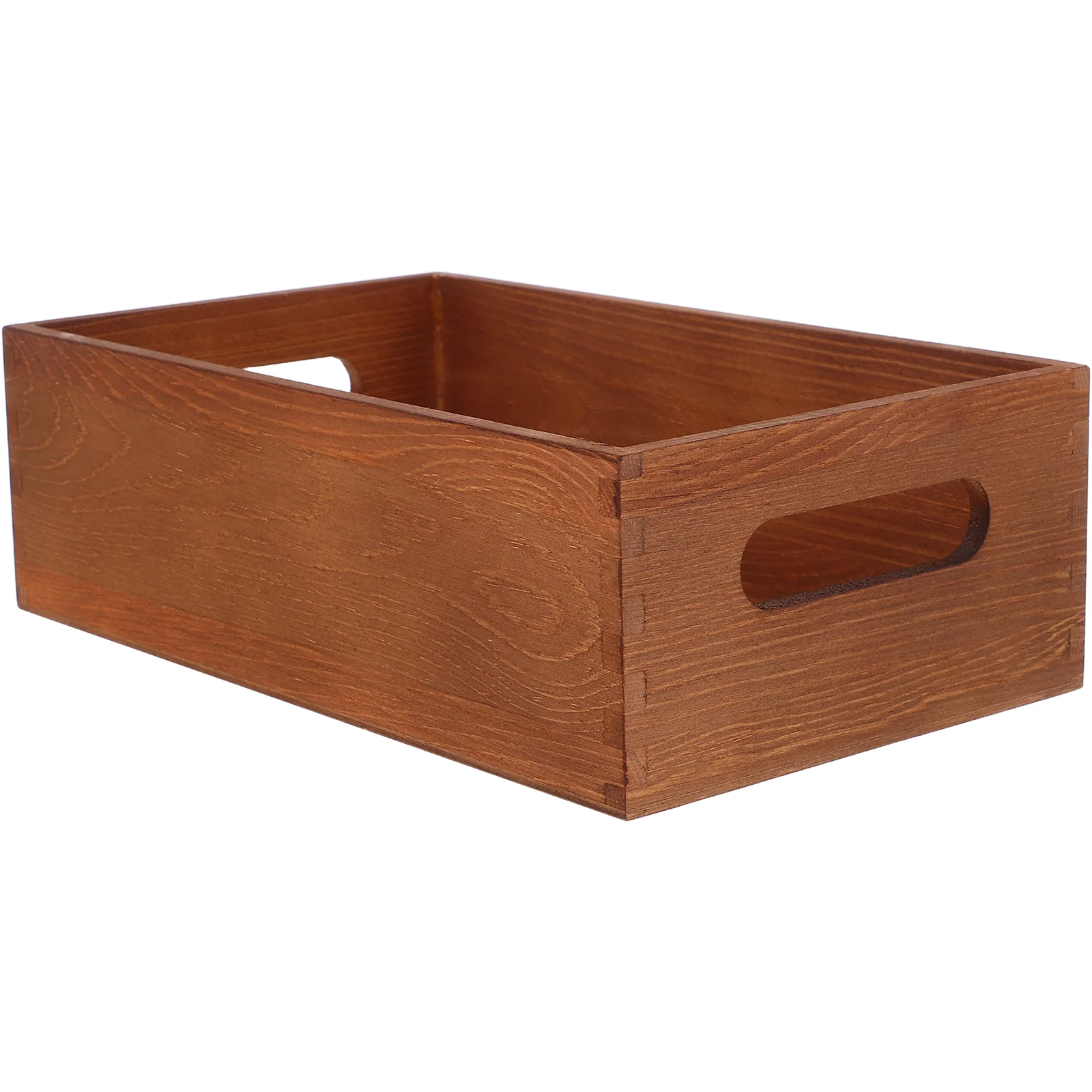 Tool Case Solid Wood Storage Box Desktop Wooden Basket Crate Light Brown Multi-use Office