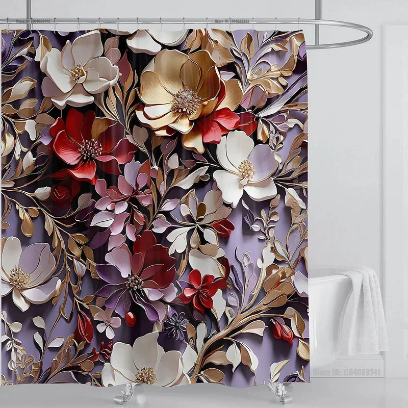 

Jhb233d flower shower curtain set colorful printing design fabric bathroom decoration waterproof washable shower curtain wit9kj