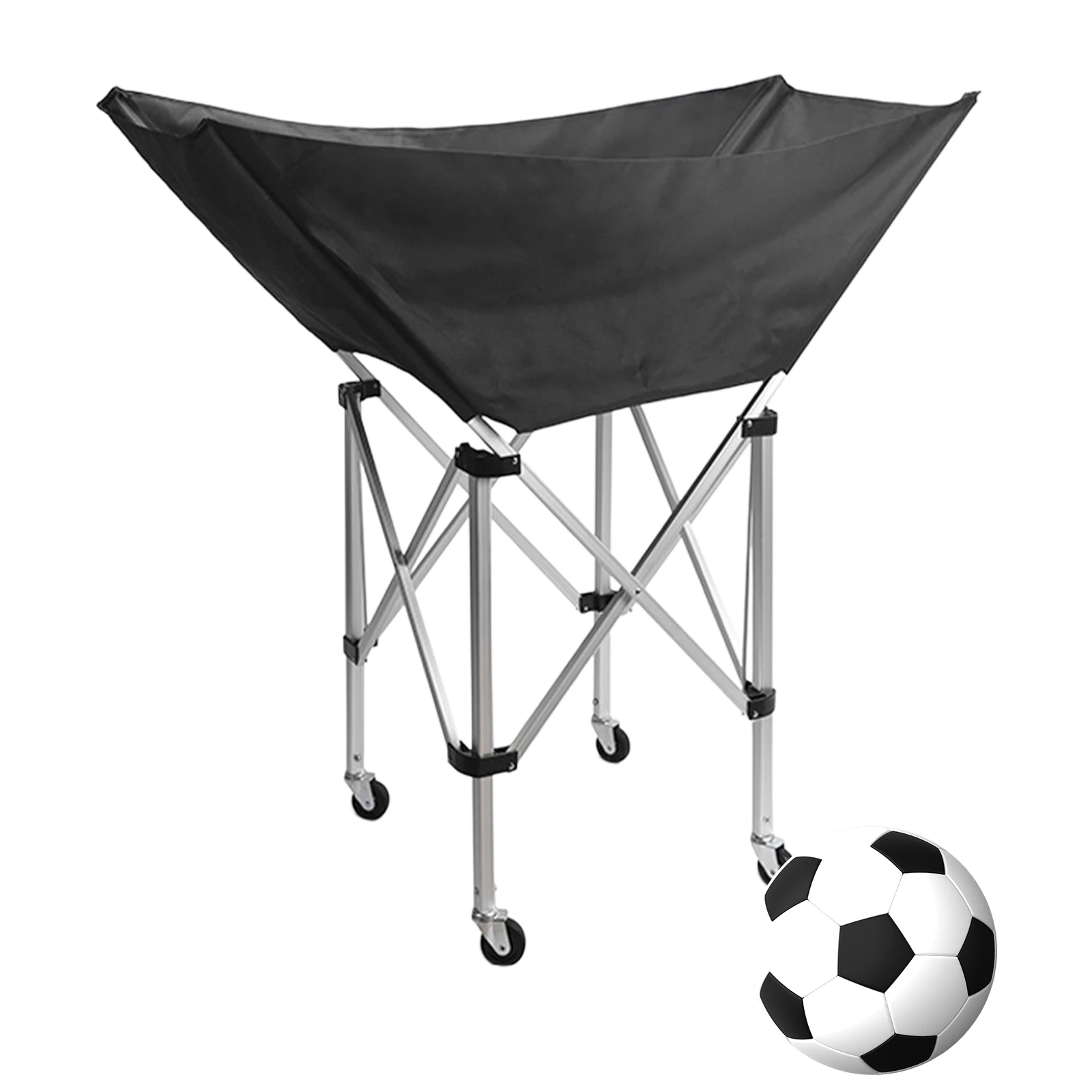 Troli Penyimpanan Bola Lipat dengan Roda, Peralatan Latihan Bola Voli, Tempat Bola untuk Penyimpanan dan Transportasi yang Mudah