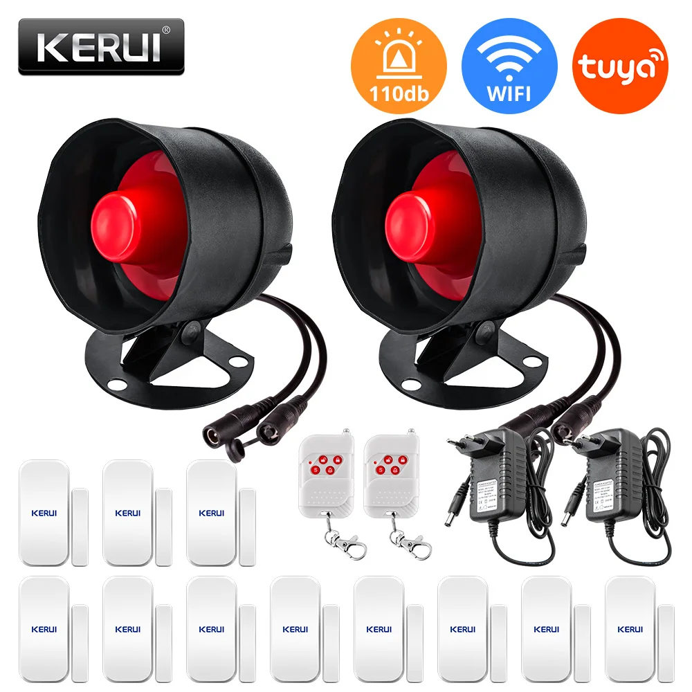 kerui tuya smart wifi sistema de alarme de seguranca sirene sem fio roubo casa wi fi alto falante porta sensor controle remoto tuya app 01