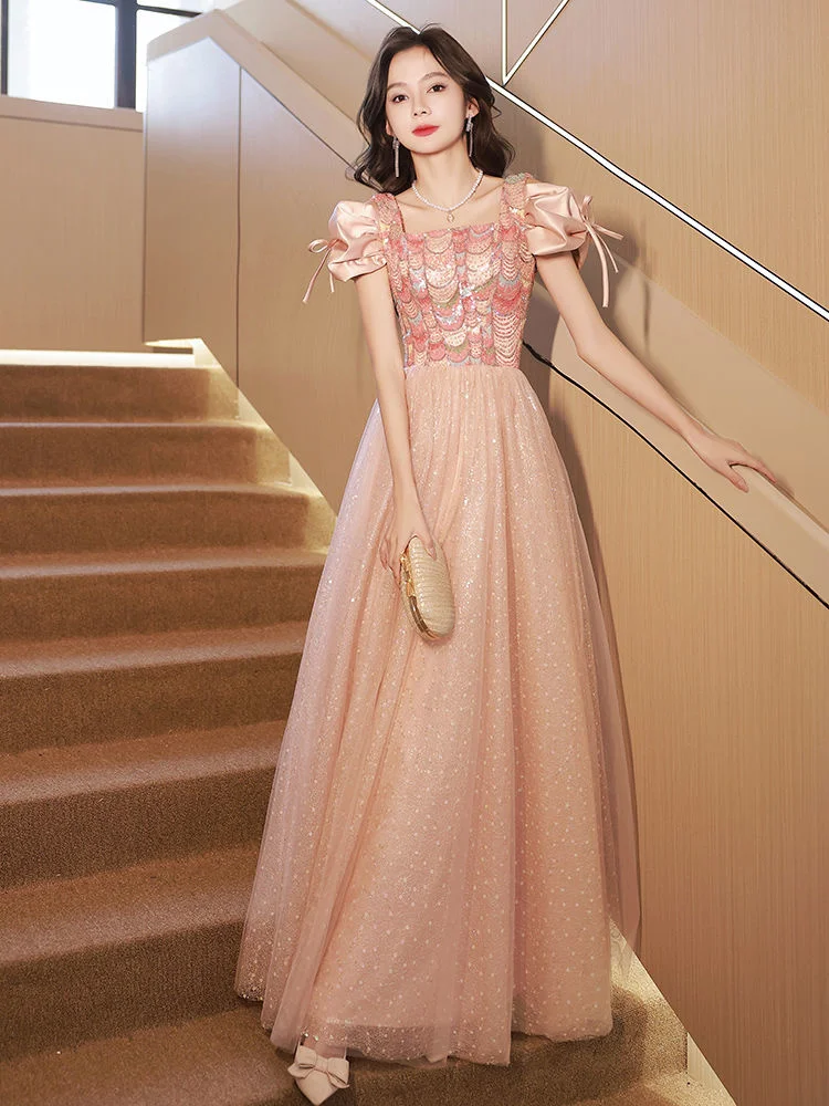 Pink Evening Gown 2023 New Summer Annual French Princess Long Dresses For Women 90s Vintage Elegant Chic Gift Fairy Party Dress