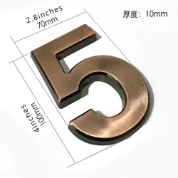 10cm Bronze Digital Hotel Door Number Plate for Hotel Room Number Electroplated Wire Drawing Spot Adhesive Backing