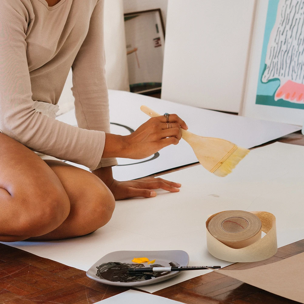 2 rollos de cinta de papel Kraft, cinta de sellado multifunción grabable de fuerte adherencia para embalaje de cartón, uso doméstico DIY