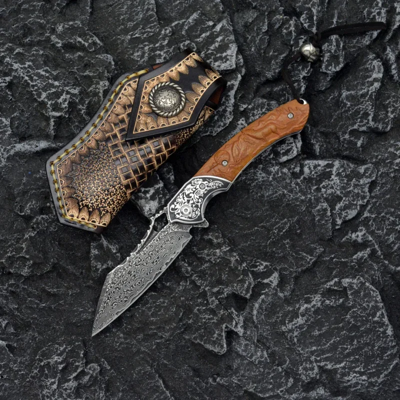 Damascus steel folding knife VG10 pattern steel camping tools outdoor fishing hunting mountaineering EDC tool gift