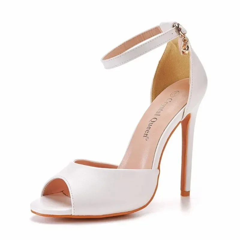 New Sexy Pumps Sandal Wedding Fashion Buckle Strap Silk 11CM Thin Heels Peep Toe Novelty Party Women Modern Sandals Dress Shoes