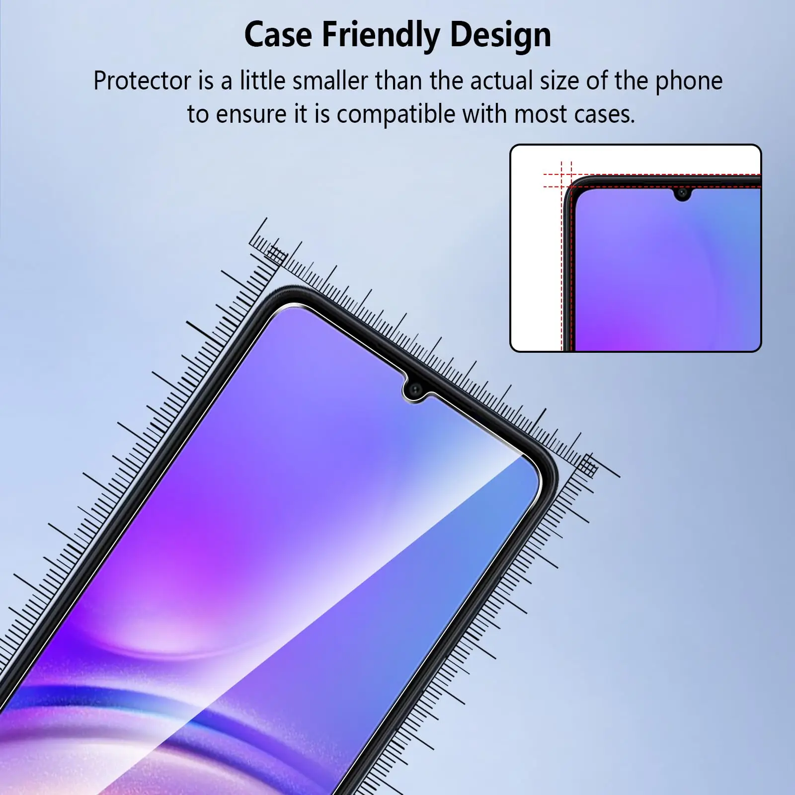 Screen Protector For Galaxy A05 A05s Samsung, Tempered Glass HD Crystal 9H Anti Scratch High Aluminum Case Friendly