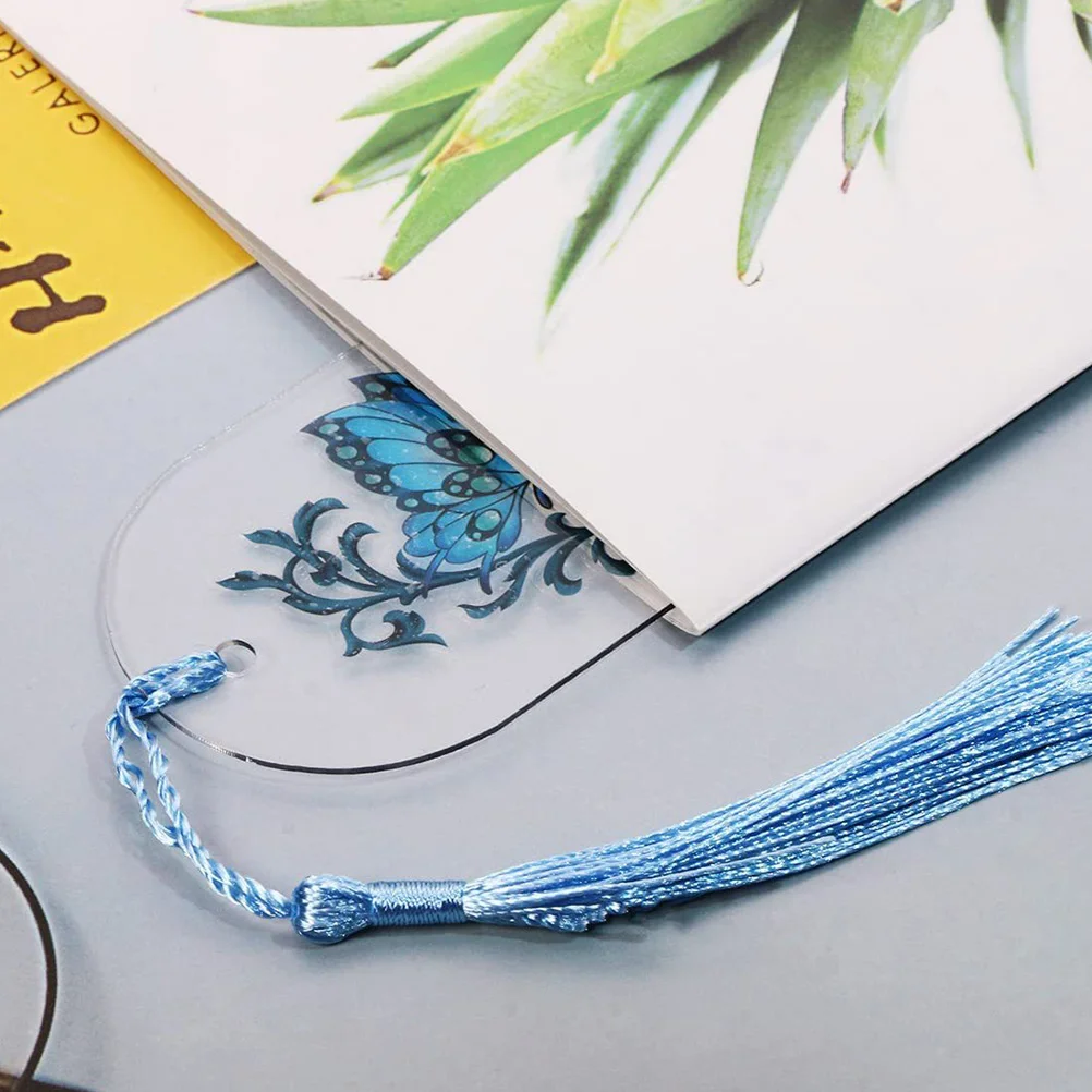 Acrylic Bookmark Custom Blank Brand Page for Books Transparent Resin Bookmarks DIY Marker Tassels Kids School Labels Decorate