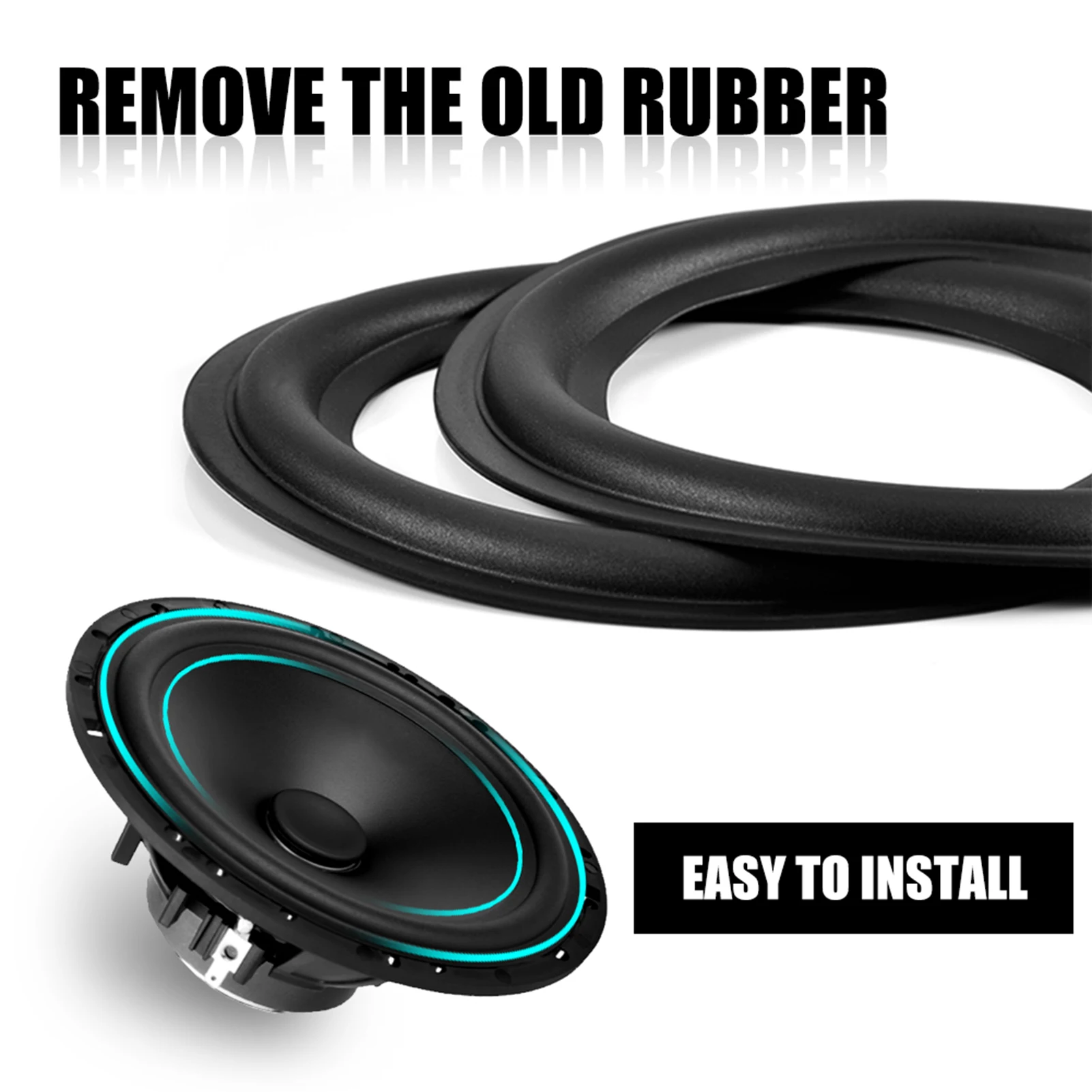 2개 6인치/156mm 천공 고무 서라운드 스피커 수리 부품 교체용 블랙 스피커 서라운드 스피커