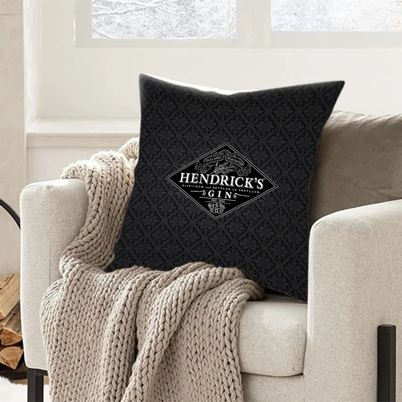 Comfortable pillow bedroom office coffee shop car pillow living room Hendrick's Gin brand logo square pillow cushion Home Decor