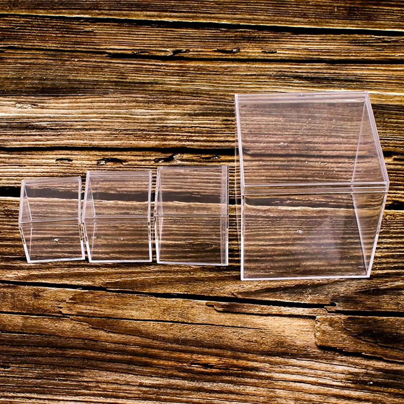 1Pc Transparent Acrylic Boxes With Cover Plastic Organizer Small Gift Square Packing Box Food Candy Storage Container For Home