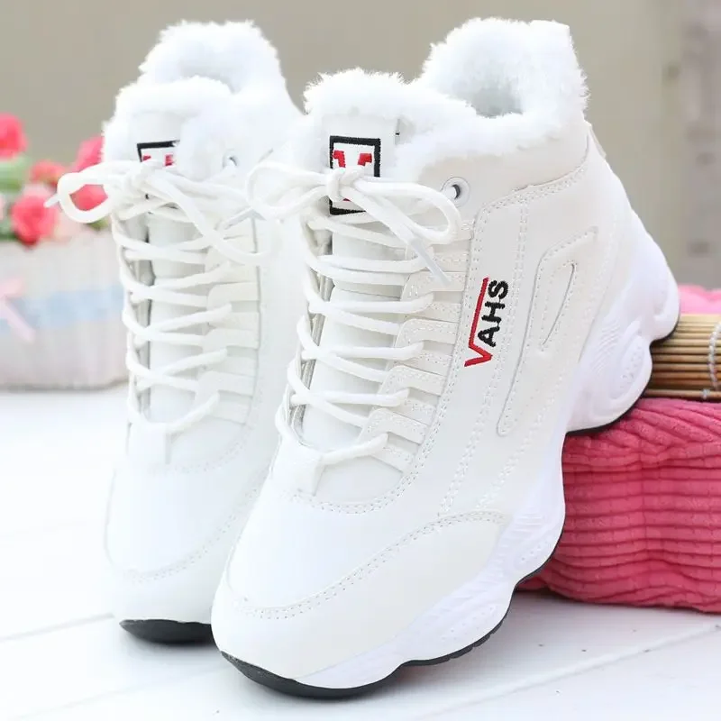 

New Winter Thick-soled Women's Sneakers Warm Plus Velvet Cotton Shoes Height-increasing Non-slip Platform Women Shoes Snow Boots