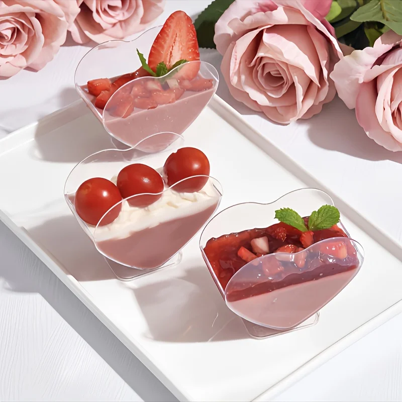 

10 шт.-чашка для мусса в форме сердца, чашка для пудинга, чашка для желе в форме сердца, чашка для тирамису, чашка для десерта, пластиковая чашка для десерта