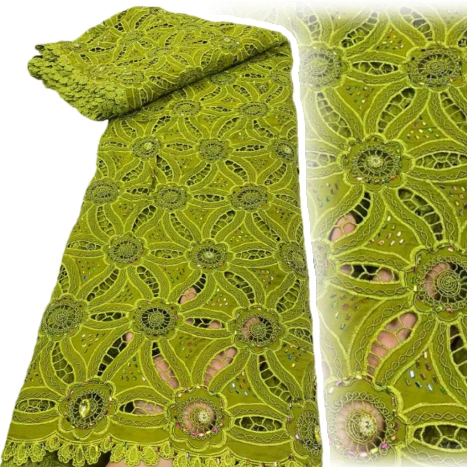 

Африканский шифоновый шнур, кружевная ткань с лазерной вышивкой, высококачественная хлопковая гипюровая ткань для осенних и зимних вечерних платьев SZ1782