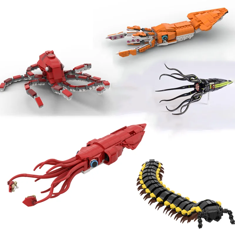 

MOC глубоководное животное Тихоокеанский гигантский кальмар осьминог кальмар Восточно-азиатский дракон миллипша модель сборка строительные блоки игрушка в подарок
