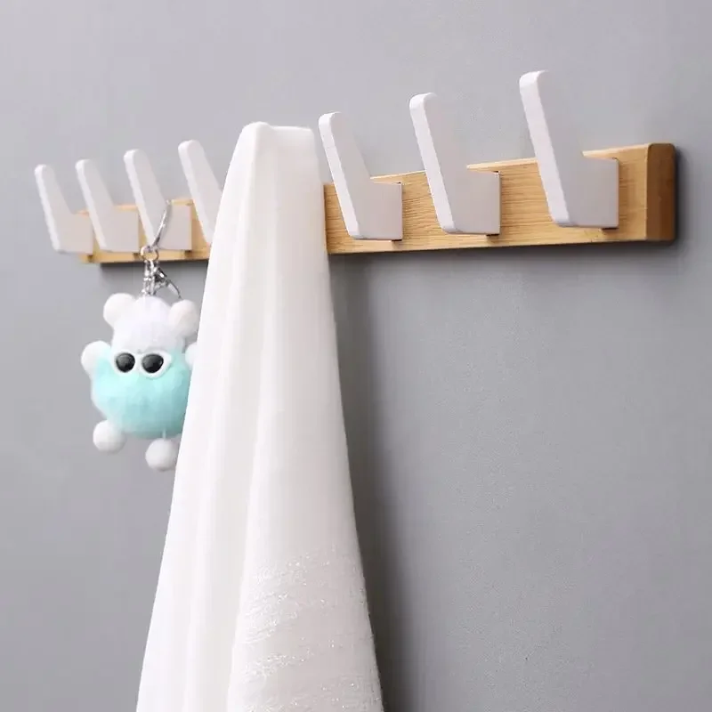 Living Room Entrance Wall Coat Racks Solid Wood Hanging Clothes Hook Wall Row Hooks Bedroom Door Clothing Hanging Rack Hangers