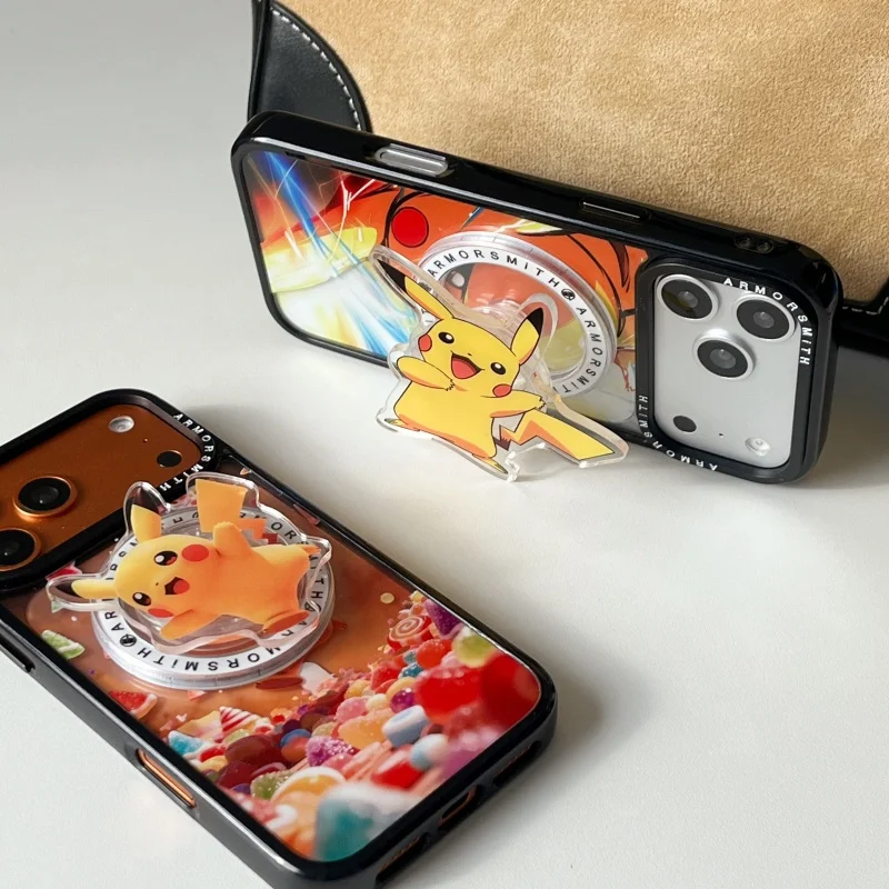 เคสชาร์จไร้สาย Magsafe ลายการ์ตูนโปเกมอนน่ารัก สำหรับ iPhone 11 12 13 14 15 16 17 Pro Max Plus พร้อมที่ยึดแม่เหล็ก