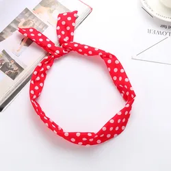 Cross Bow Women Summer Paisley Rockabilly Wired Headband Polka Dot Ears Tartan Retro Girls Wire Hair Band Hair Accessories