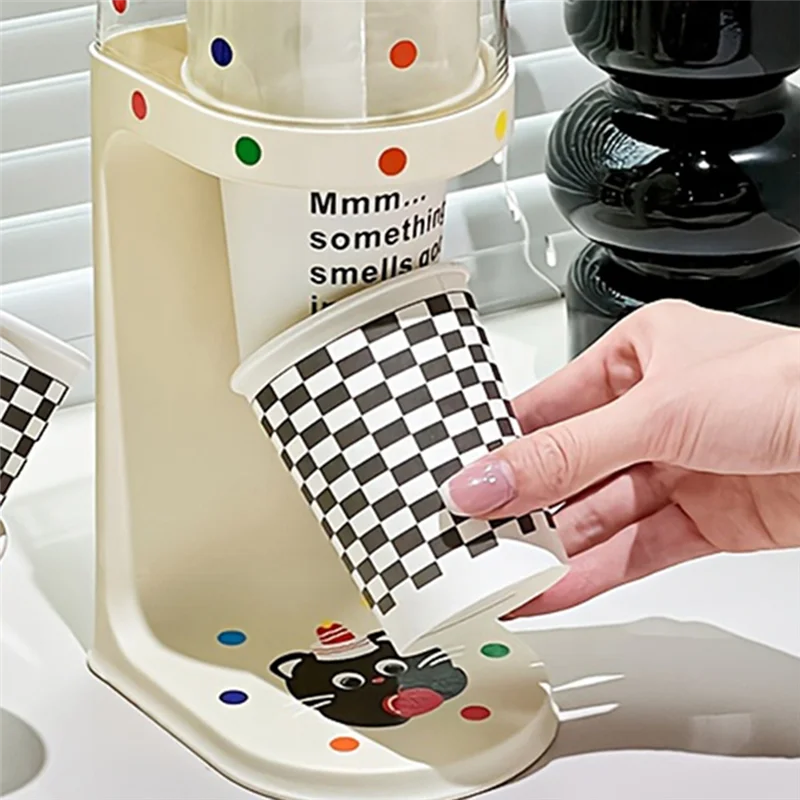 HLZS-물컵 디스펜서, 물 디스펜서 일회용 컵 홀더 랙 평평한 바닥 컵, 당김식 종이 물컵 디스펜서