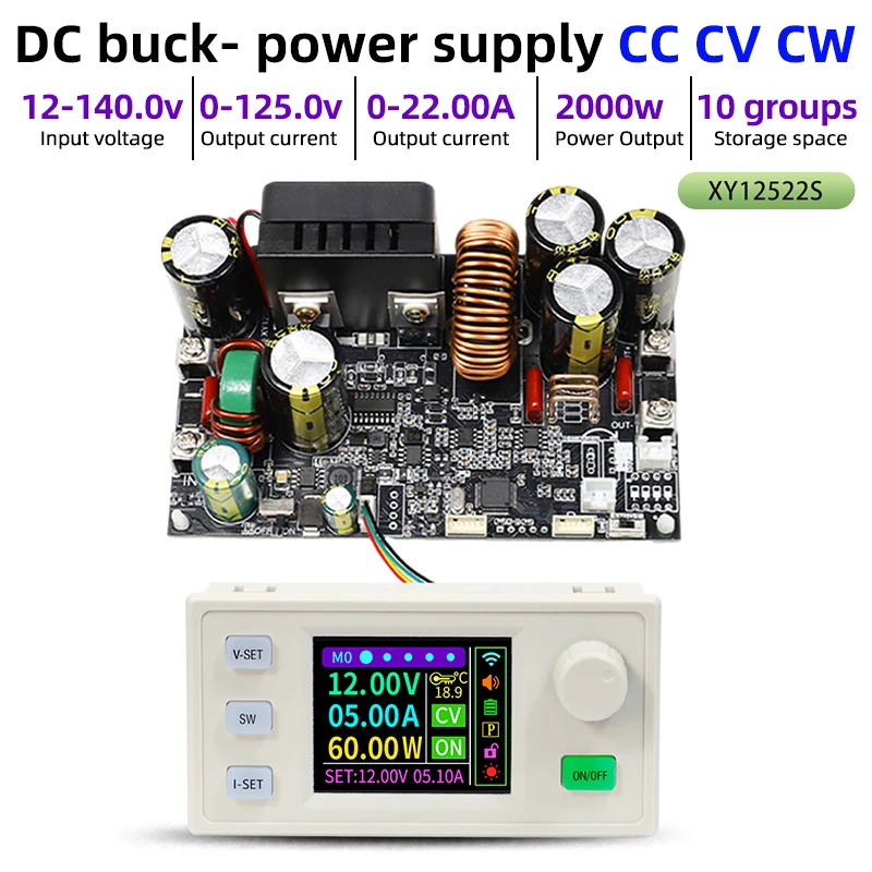 

XY12522S CNC DC Step-Down Power Supply Constant Voltage Current and Power Adjustable Buck Power Supply 125V/2000W Buck Converter