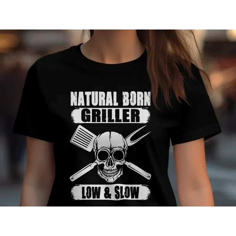 Natural Born Griller T Shirt BBQ Lovers Low and Slow Barbecue Grilling EnthusiasT