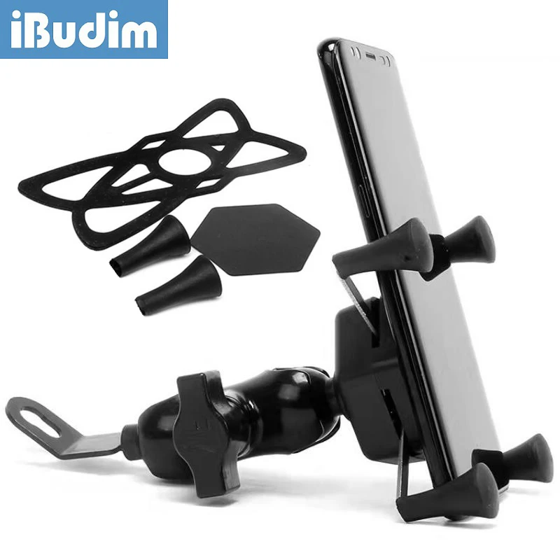 iBudim Motorcycle Scooter Mobile Phone Holder Universal Motorbike Rear Mirror Cell Phone Mount Stand for 4.7-6.7inch Smart Phone